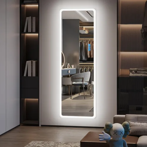Miniatura 9 de Vlsrka Espejo de longitud completa de 47x16 pulgadas con luces RGB, espejo iluminado LED para colgar sobre la puerta, cuerpo completo, iluminación