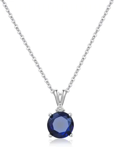 8mm Round Cubic Zirconia Sterling Silver Necklace Dainty Necklace Birthstone Jewelry Pendant Necklaces for Women