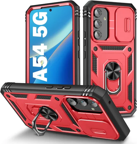 Miniatura 56 de PASNEW Funda para Samsung Galaxy A54, Soporte Metálico y Cubierta Deslizante para Cámara, Militar Multicapa Resistente de Cuerpo Completo a Prueba