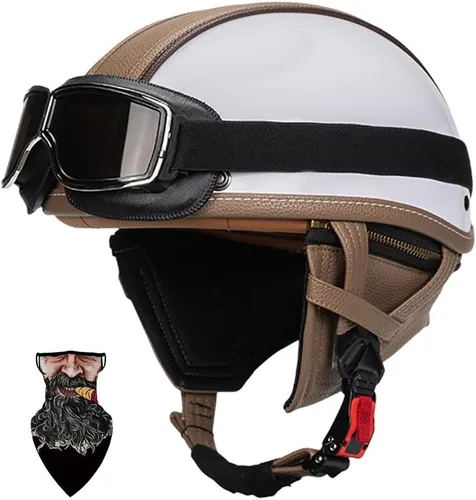 Miniatura 12 de Casco Moto Retro ABS Ligero 22.93 oz DOT Homologado - Medio Casco Jet para Hombre y Mujer con Doble Ventilación, Forro Desmontable y Hebilla Rápida