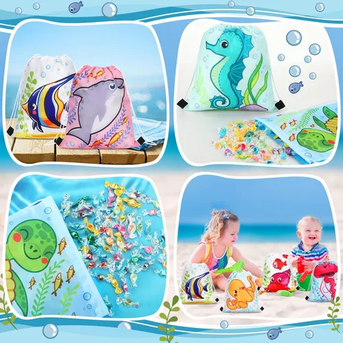 Miniatura 3 de Funtery 32 piezas Bolsas de caramelo para regalos de fiesta de animales marinos del océano Bolsas de golosinas de animales marinos Bolsas de regalo