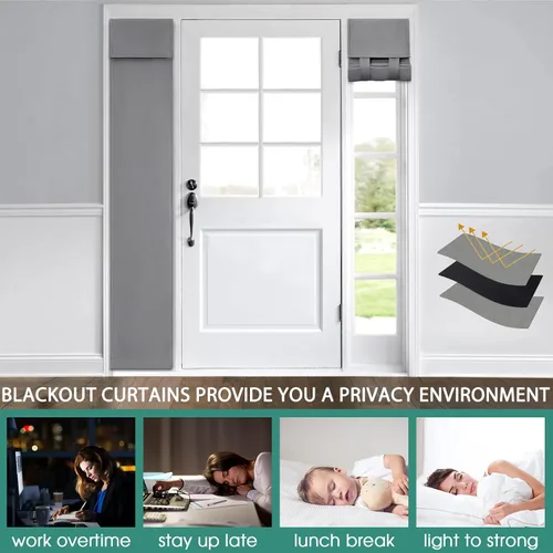 Miniatura 5 de HOMEIDEAS Cortinas opacas para puerta francesa, cortinas de luz lateral para puerta delantera, 2 paneles, persianas laterales para ventanas