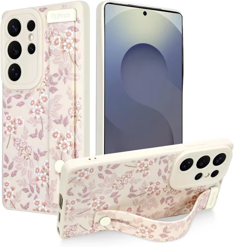 Miniatura 73 de Funda magnética compatible con Samsung Galaxy S25 Ultra para mujeres y hombres, estética flor de durazno, correa de muñeca ajustable incorporada