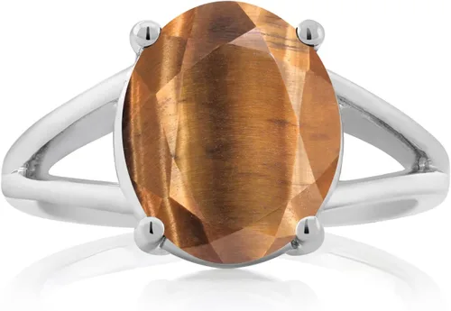 Miniatura 16 de Gem Stone King Anillo solitario con piedra preciosa de 3.00-7.00 quilates Plata de ley 925 Ovalado de 0.47 x 0.49 pulgadas Anillo