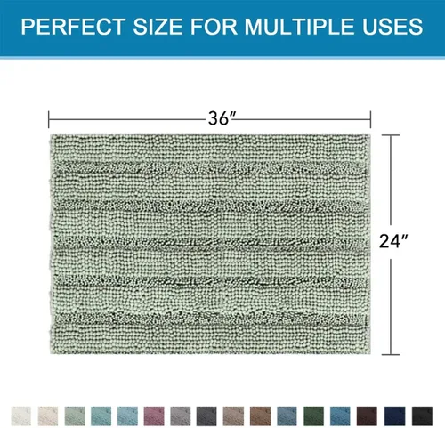 Miniatura 479 de H.VERSAILTEX Alfombras de baño para cuarto de baño, antideslizantes, tapetes de baño extragruesos, de felpilla, a rayas, alfombra de 20" x 32