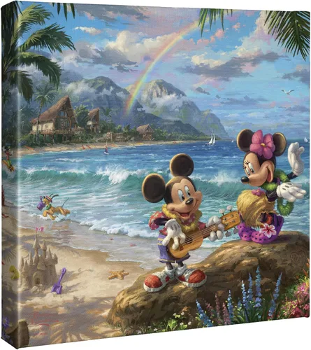 Miniatura 10 de Thomas Kinkade Studios Disney's Mickey and Minnie in Hawaii - Lienzo con envoltura de galería (8 x 10 pulgadas)
