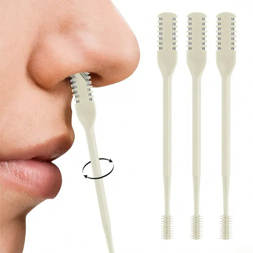 Cortador de pelo nasal, 2025 Doble cara para la eliminación de pelos de nariz, herramienta manual de eliminación de pelos de fosa nasal con rotación