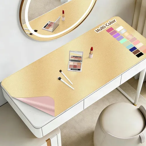 Miniatura 26 de Alfombrilla de maquillaje para tocador para proteger la parte superior del escritorio de 23.6 x 11.8 pulgadas, tapete de maquillaje de doble cara