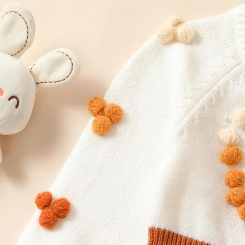 Miniatura 6 de Ursobutegl Mameluco de punto para bebé niña, suéter de manga larga, bordado floral, mameluco cálido, ropa de otoño e invierno