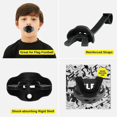 Miniatura 7 de SLEEFS Protector Bucal de Fútbol para Niños - Protector Bucal para Niños con Correa - Protector de Labios/Dientes - Sin Hervir, Máximo Flujo