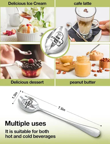Miniatura 4 de Funny My Ice Cream Spoon - Cuchara de acero inoxidable grabada, para amantes de los helados, cuchara para hacer helados, regalos para mujeres