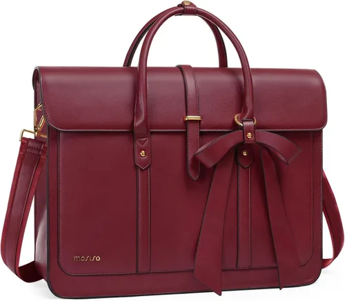 Miniatura 12 de MOSISO Bolsa para computadora portátil para mujer, de piel sintética, mochila convertible, bolsa de viaje para computadora con lazo