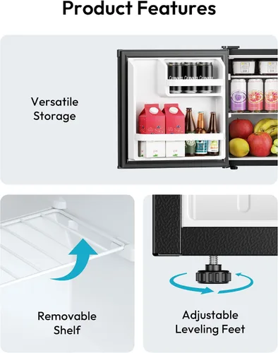 Miniatura 12 de EUHOMY Mini refrigerador de 1.7 pies cúbicos, refrigerador compacto reversible de una sola puerta, termostato ajustable, ahorro de energía, mini