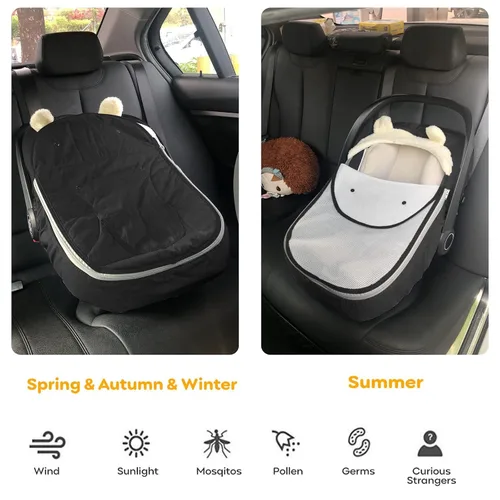 Miniatura 3 de Funda para asiento de automóvil, funda de asiento de automóvil para bebé, cubierta universal para asiento de automóvil para invierno, otoño, Negro