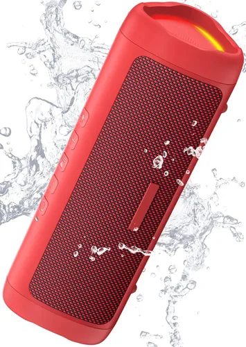 Altavoz Bluetooth, sonido HD de 20 W, inalámbrico portátil, IPX5 impermeable, hasta 24 horas de reproducción, TWS, para hogar, fiesta, exterior, Rojo
