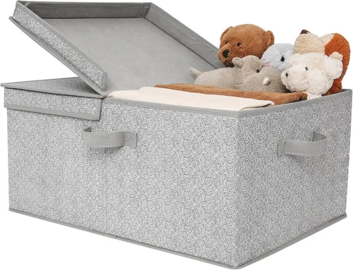 Miniatura 17 de GRANNY SAYS Contenedor de almacenamiento negro con tapa, organizadores de armario de tela y cestas de almacenamiento, caja de almacenamiento extra