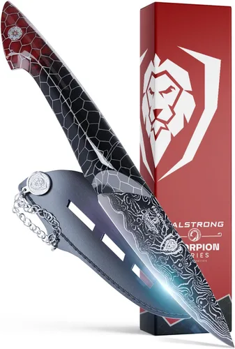 Dalstrong Cuchillo de pelar - 4" - Serie Escorpión - Acero V12 Ultra™ japonés exclusivo - Damasco negro - Mango de resina de nido de abeja negro y