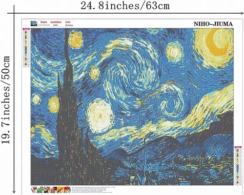 Miniatura 3 de NIHO-JIUMA Van Gogh Noche Estrellada, kits de pintura de diamante 5D, arte de diamante de taladro completo DIY, regalo para adultos y adolescentes