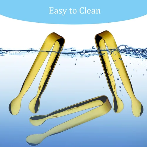 Miniatura 7 de 15 pinzas pequeñas para servir, pinzas de metal de acero inoxidable dorado, pinzas pequeñas de azúcar de 4.25 pulgadas, mini pinzas de cocina