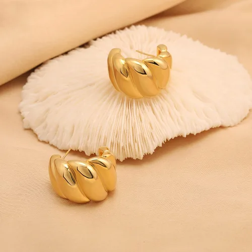 Miniatura 118 de Aretes de aro gruesos de oro para mujer, chapados en oro de 14 quilates, aretes de aro triple, hipoalergénicos, a la moda, aretes de aro gruesos