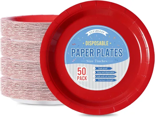 Miniatura 18 de Platos de Papel Desechables Negros, 50 Unidades Platos de Postre para Pastel de 7 Pulgadas a Granel para Suministros de Fiesta, Platos de Fiesta