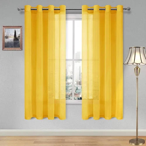 Miniatura 22 de DWCN Cortinas traslúcidas color verde frijol para sala de estar y dormitorio - Cortinas voile con aspecto de lino sintético con ojales en la parte