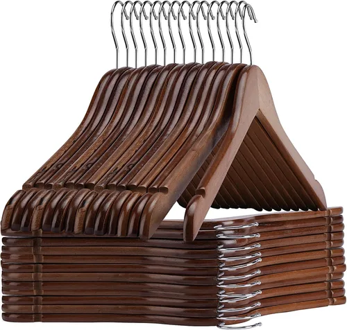 Miniatura 10 de Perchas de madera blancas, paquete de 20, duraderas e ideales para uso diario y bodas Blanco