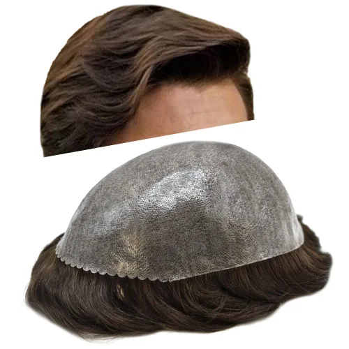 Miniatura 52 de Toupee Hair Piece For Men 100% Real Human Hair System Natural Looking Hairpieces For Men Hair Units Protesis Capilar Para Hombre 8''X10'' #610#6
