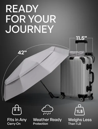 Miniatura 96 de REPEL Windproof Travel Umbrella - Compact & Withstands Winds up to 85MPH , Strongest Premium Auto Folding Umbrella for Rain and Sun - Durable, Light