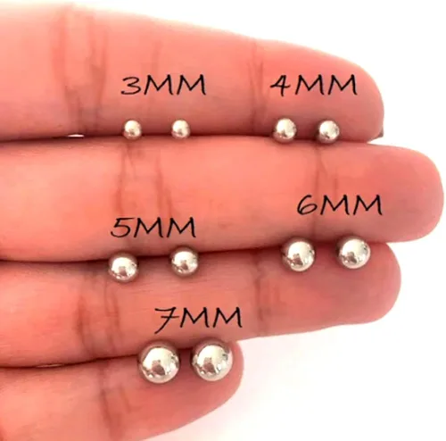 Miniatura 7 de Pendientes de bola de plata de ley