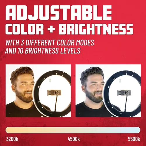Miniatura 3 de Gator Frameworks Juego con (2) anillos de luces LED de 10 pulgadas con soportes de altura ajustable y soportes universales para teléfono