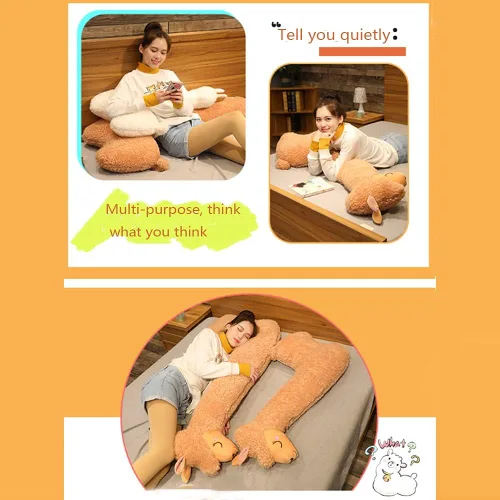 Miniatura 3 de OUKEYI Almohada de cuerpo largo de felpa de alpaca gigante con diseño de llama, almohada larga de peluche de alpaca esponjosa, regalo de Navidad