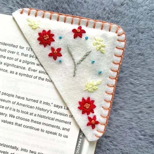 Miniatura 26 de Marcapáginas de esquina bordadas a mano personalizadas, Marcadores para mujeres, Marcador personalizado para los amantes de los libros, lindo Verde