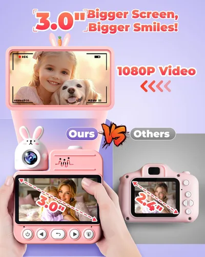 Miniatura 4 de Cámara para niños con impresión instantánea, juguetes, regalos de Navidad y cumpleaños para niñas y niños, cámara digital para niños de 3.0