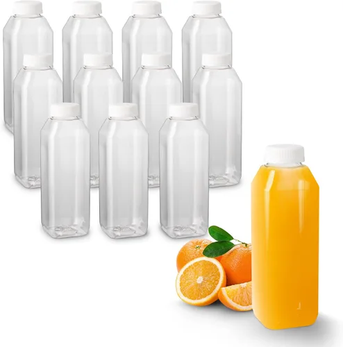 Miniatura 11 de 8 Oz. Empty Clear PET botellas plásticas de jugo con tapa por MT Products - Set de 12 botellas y 12 tapas