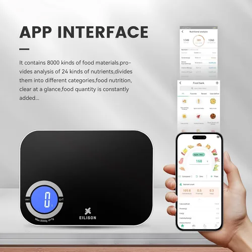 Miniatura 3 de EILISON Báscula inteligente de cocina con calculadora de nutrición, báscula digital de alimentos, pantalla a color TFT grande, aplicación Bluetooth