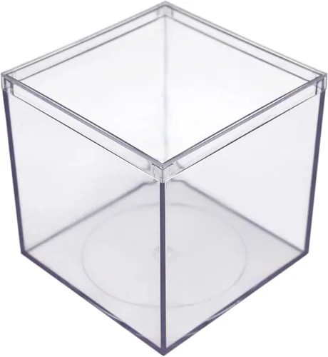 Miniatura 9 de Juego de 6 cajas de acrílico con tapas, 3.44 pulgadas cuadradas x 4.5 pulgadas de alto, fabricadas en Estados Unidos, vitrina transparente