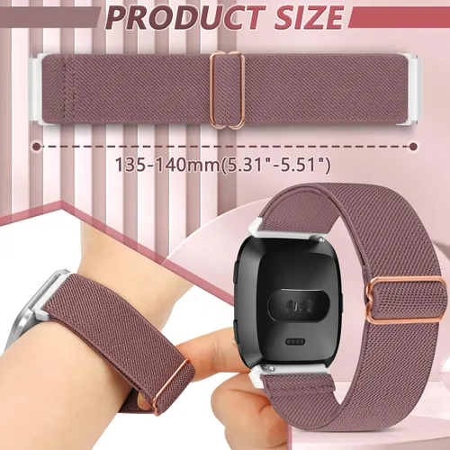 Miniatura 3 de Paquete de 6 correas elásticas ajustables para reloj compatibles con Fitbit Versa/Fitbit Versa Lite/Fitbit Versa 2 para mujeres y hombres, correa