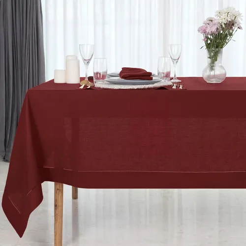 Miniatura 25 de D'Moksha Homes Mantel de lino blanco para mesas rectangulares de 60 x 84 pulgadas – Mantel de lino blanco 100% puro con vainica clásica – Mantel