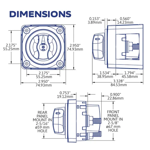 Miniatura 6 de Blue Sea Systems 6006 interruptor aislador de batería serie m ON/OFF con llave de bloqueo, rojo