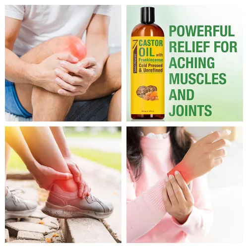 Miniatura 4 de Seven Minerals Aceite de ricino prensado en frío con incienso, botella de 16 onzas líquidas, sin refinar y sin hexano, crecimiento del cabello