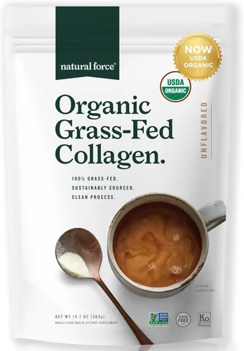 Natural Force - Polvo de péptidos de colágeno orgánico limpio - Certificado orgánico USDA y sin OMG, Certificado Keto y Paleo - Polvo de proteína