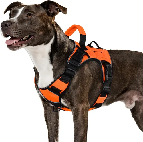 Miniatura 31 de WINGOIN - Arnés táctico púrpura para perros medianos, arnés resistente sin tirones con asa, chaleco militar K9 reflectante ajustable para mascotas