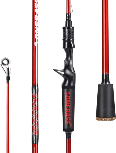 Miniatura 9 de One Bass Cañas de Pescar, Caña Giratoria y de Casting de Grafito IM7, Caña de Baitcasting de 2 Piezas de Calidad Resistente con Mango de Súper