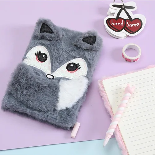 Miniatura 5 de BOLLEY JOSS Cuaderno de animales encantadores para niños, diario de felpa para niñas y adolescentes, diario difuso, bloc de escritura A5 rayado 160