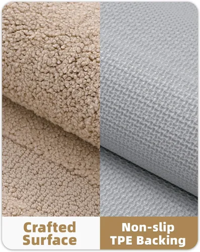 Miniatura 7 de Color&Geometry Alfombras de baño de color caqui, antideslizantes, grandes, absorbentes, de 17 x 30 pulgadas, alfombra de baño lavable, de secado