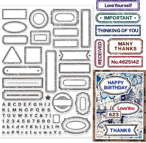 Miniatura 9 de GLOBLELAND Marco ATC - Sellos transparentes para manualidades, álbumes de recortes, 11.7 x 8.3 pulgadas, sellos de silicona para tarjetas, álbumes