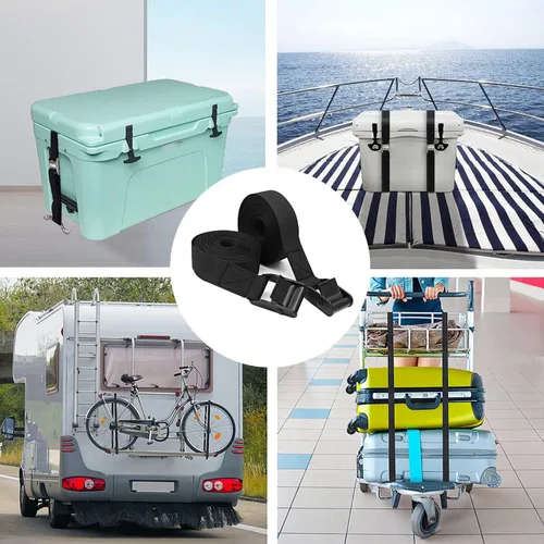 Miniatura 6 de Correas de amarre de batería para barcos, correas de hebilla de leva resistentes, kit de amarre con soportes inoxidables y tornillos SS utilizados