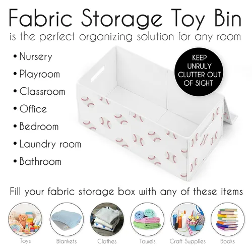 Miniatura 5 de Sweet Jojo Designs Caja de almacenamiento de juguetes de tela roja y blanca para niños, para niños, para colección de parches de béisbol