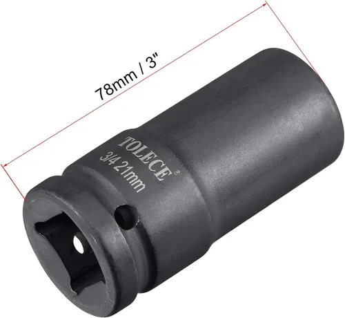 Miniatura 2 de uxcell 3/4-Inch Drive 0.827 in 12-Point Deep Impact Socket, CR-MO Steel 3.071 in Longitud, Tamaños métricos